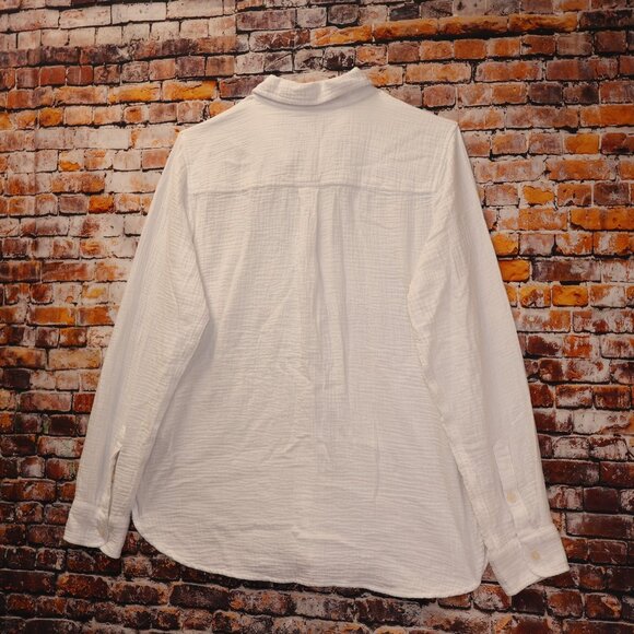 J. Crew Double Gauze Button Front Shirt Long Sleeves Front Pockets in White Sz S - Picture 3 of 11